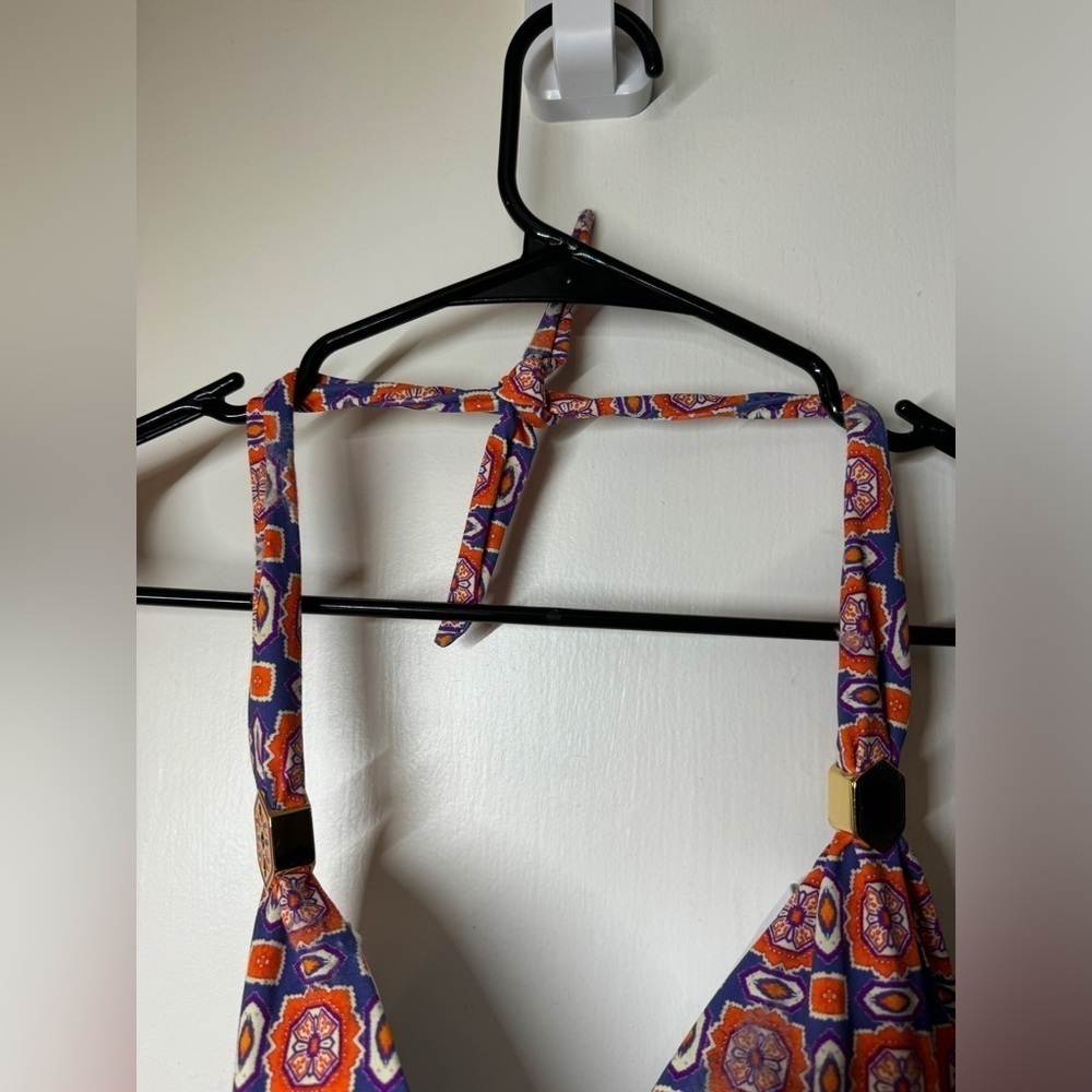 OndadeMar Orange & Purple Patterned Triangle Bikini Top - Picture 7 of 15